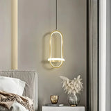 Modern Ellipse Pendant Light Metal Dimmable for Bedside
