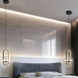 Modern Ellipse Pendant Light Metal Dimmable for Bedside