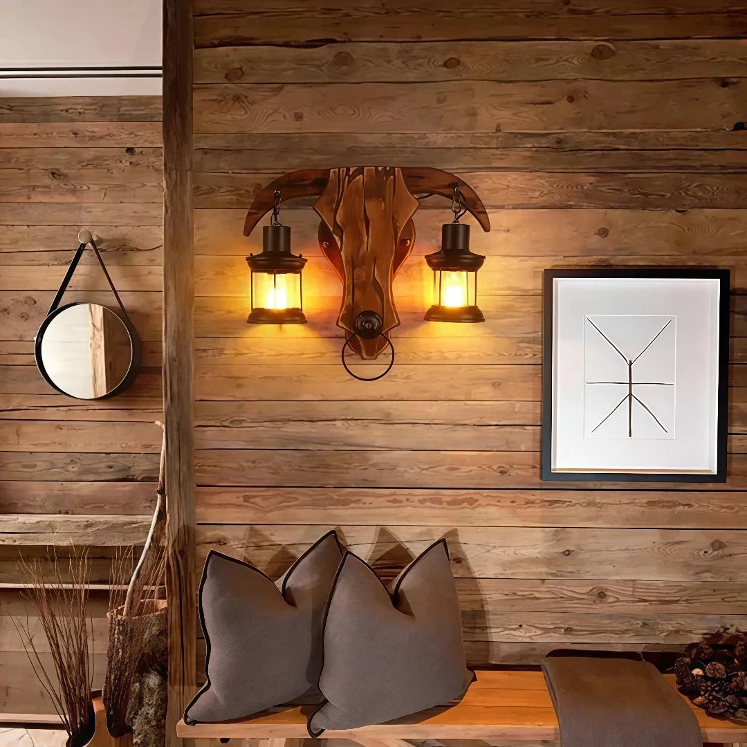 Rustic Wall Light Wood Dimmable for Living Room