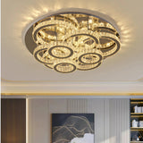 Gold Crystal Flush Ceiling Light Dimmable for Living Room