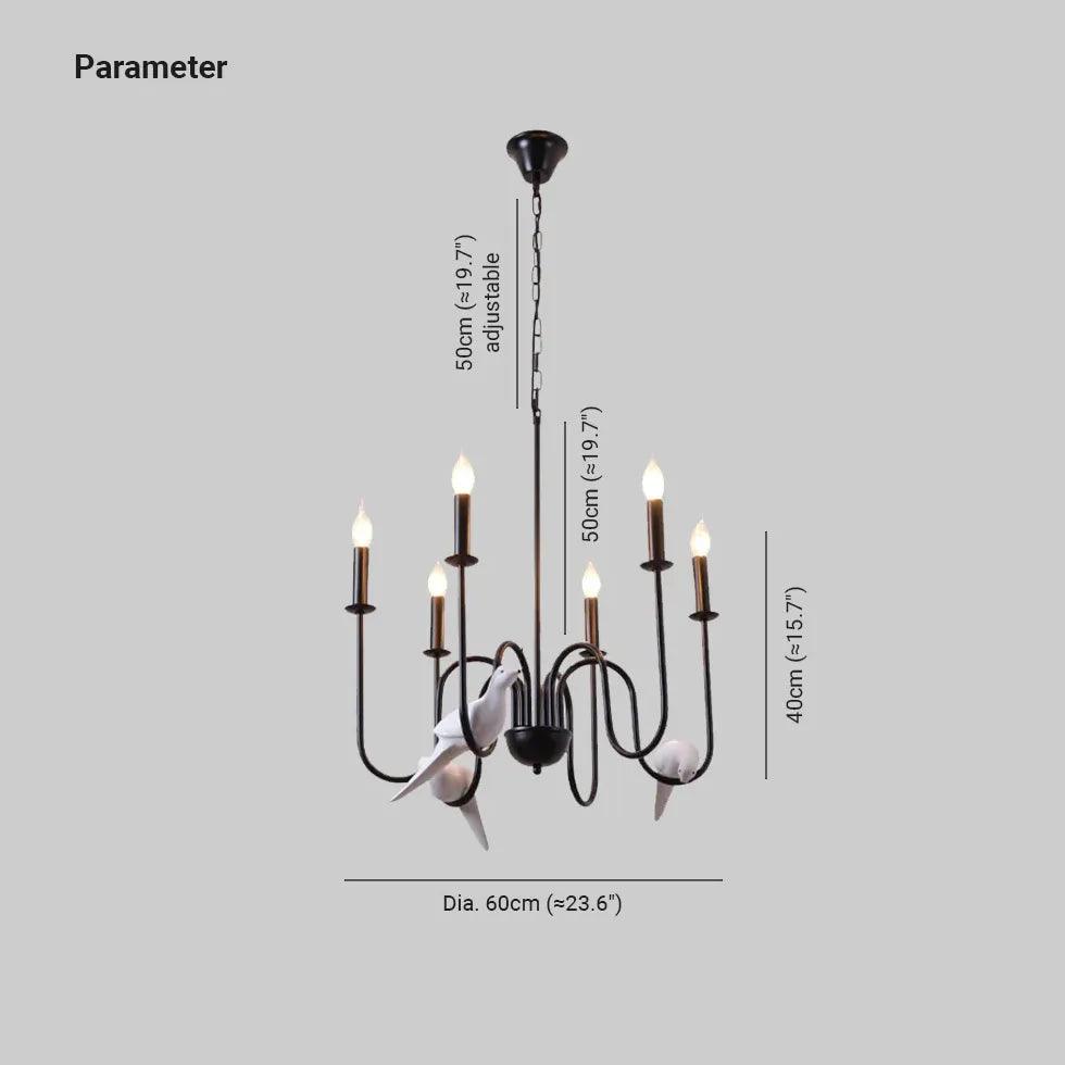 Ceramic Bird Black Vintage Chandelier - Clowas