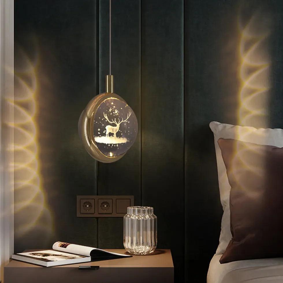 Circular Mirror Art Bedroom Gold Pendant Light - Clowas
