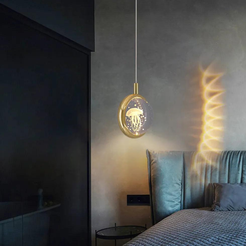 Circular Mirror Art Bedroom Gold Pendant Light - Clowas