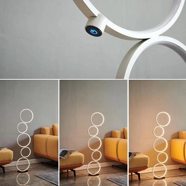 Circular Ring Design Black LED Floor Lamp - Clowas