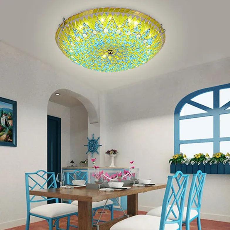 Circular Stitching Glass Modern Flush Ceiling Lights - Clowas