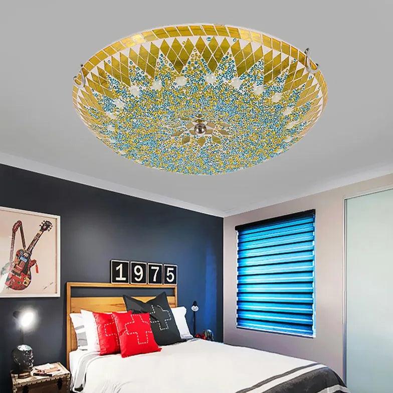 Circular Stitching Glass Modern Flush Ceiling Lights - Clowas