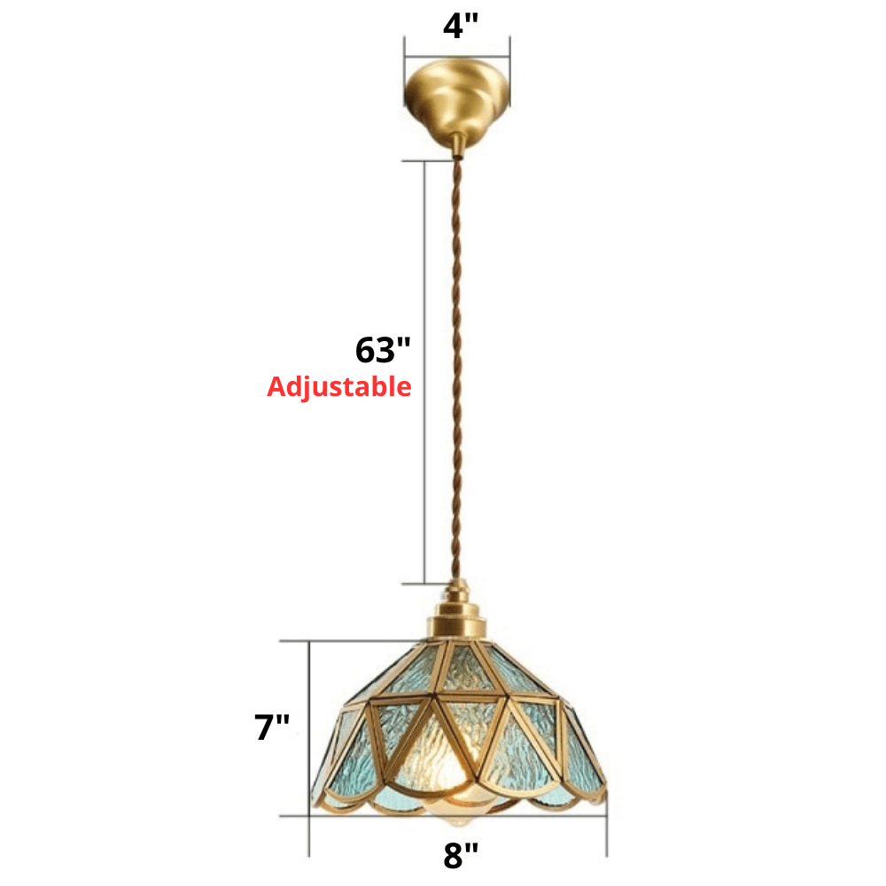 Colored Glass and Antique Brass Pendant Light