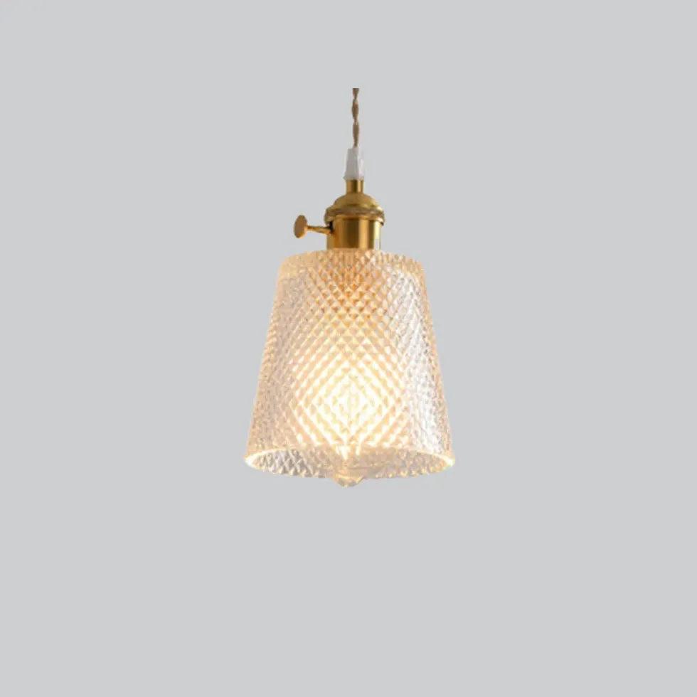 Clear Disc Glass Gold Vintage Pendant Light - Clowas