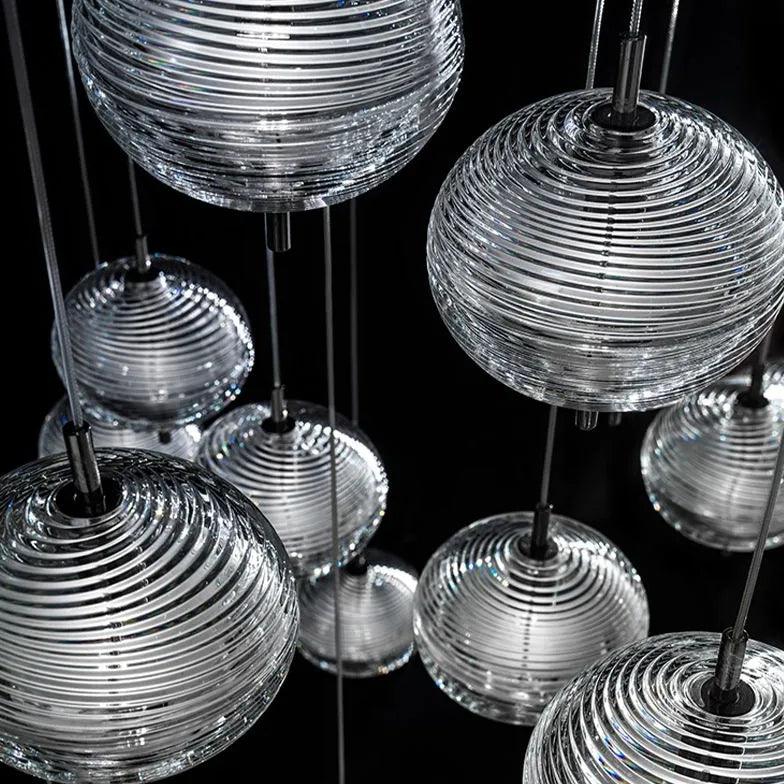 Clear Ribbed Glass Industrial Pendant Light - Clowas