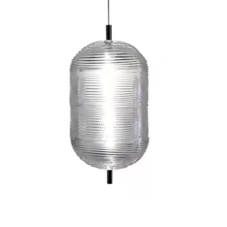 Clear Ribbed Glass Industrial Pendant Light - Clowas