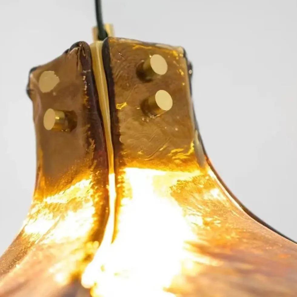 Clover-shaped Amber Glass Vintage Pendant Light - Clowas