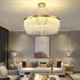 Crystal Tassel Gold Ring Pendant Chandelier - Clowas