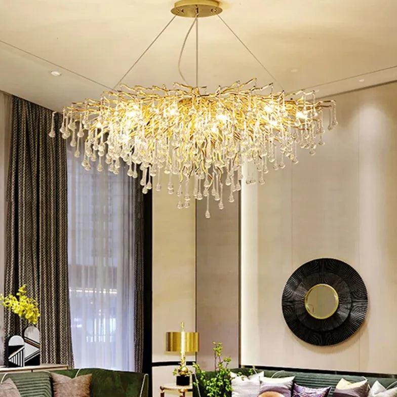 Branch-shaped Crystal Luxury Living Room Pendant Light - Clowas