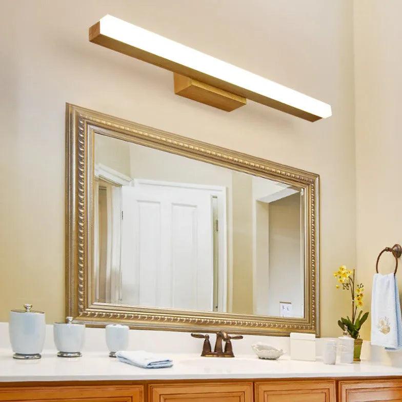 Concise Wooden Modern Bathroom Mirror Lights - Clowas