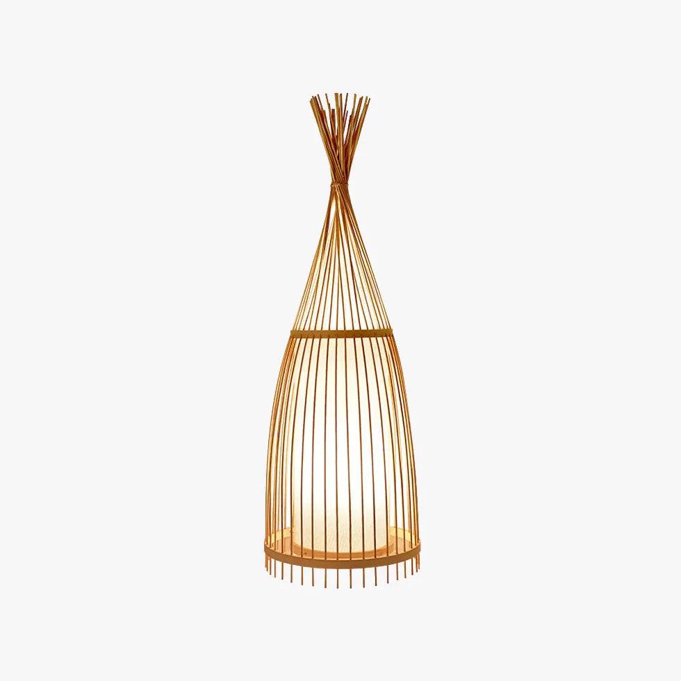 Cone-Shaped Rattan Warm-Toned Floor Lamp - Clowas