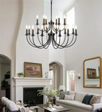 Retro Eye-Protective Black Candle Chandelier for Living Room