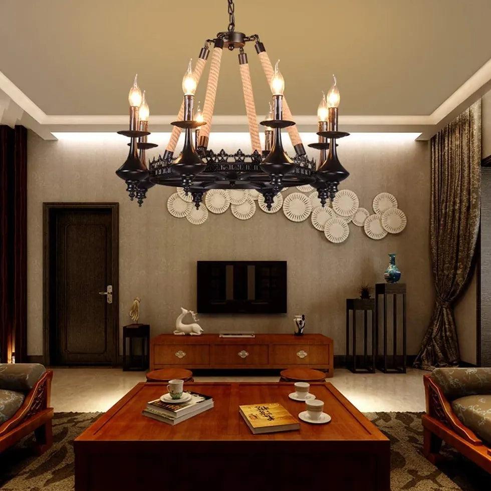 Crown Candle Black Vintage Chandelier - Clowas