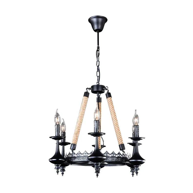 Crown Candle Black Vintage Chandelier - Clowas