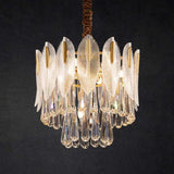 Crystal Leaf Adorned Golden Modern Chandelier - Clowas