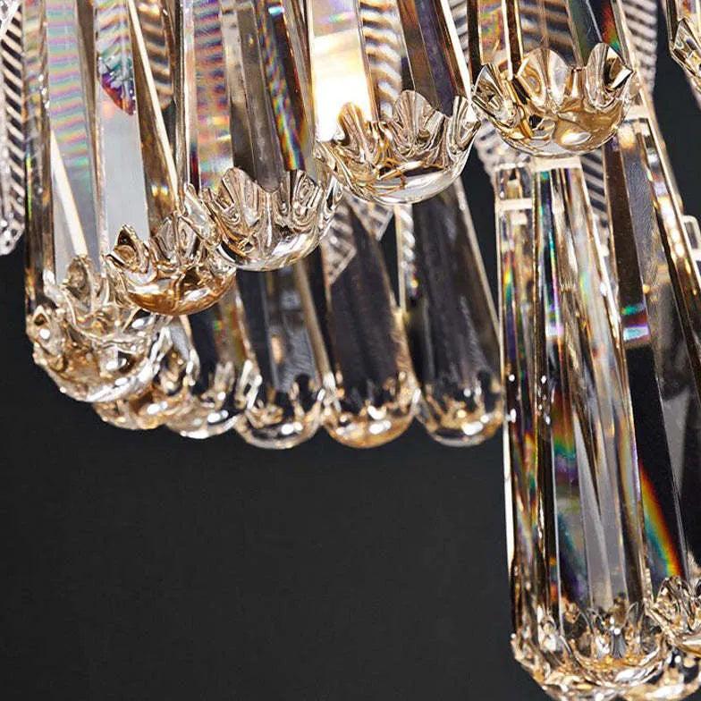 Crystal Leaf Adorned Golden Modern Chandelier - Clowas