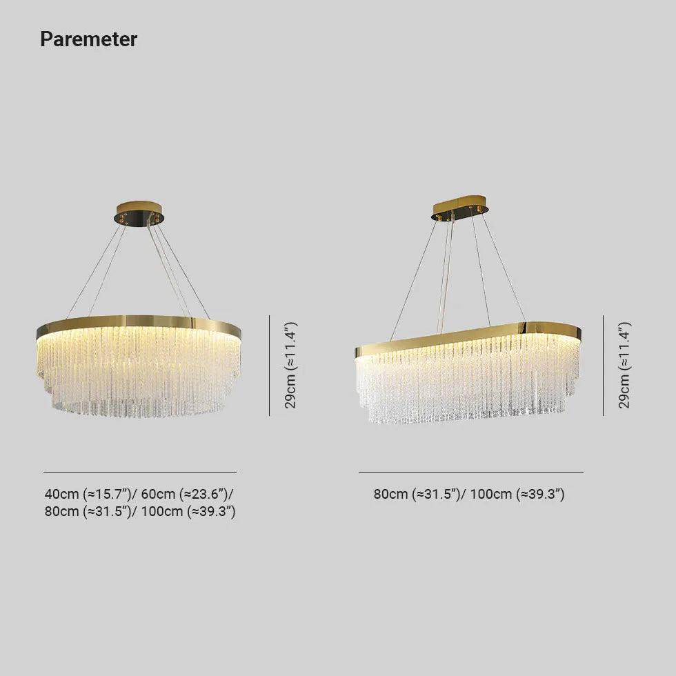 Crystal Tassel Gold Ring Pendant Chandelier - Clowas