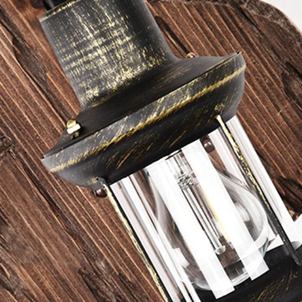 Cucurbits Lantern Wood Vintage Wall Lights - Clowas