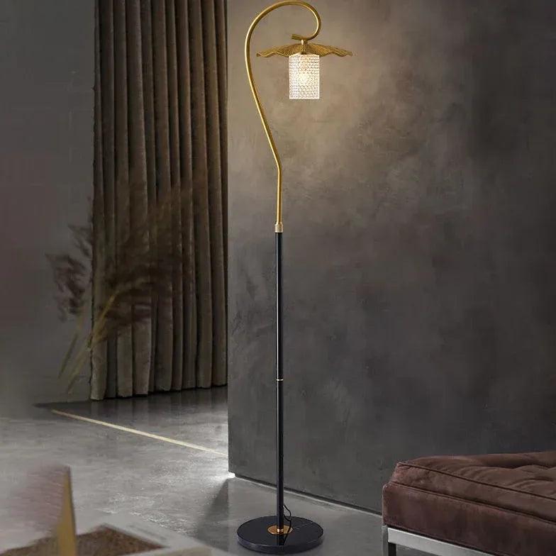 Curved Design with Attached Table Floor Lamp - Clowas