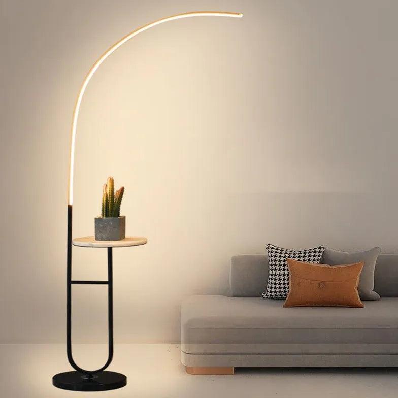Curved Linear Lamp with Table Floor Lamp - Clowas