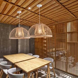 Curved Weaving Rattan Vintage Pendant Light - Clowas