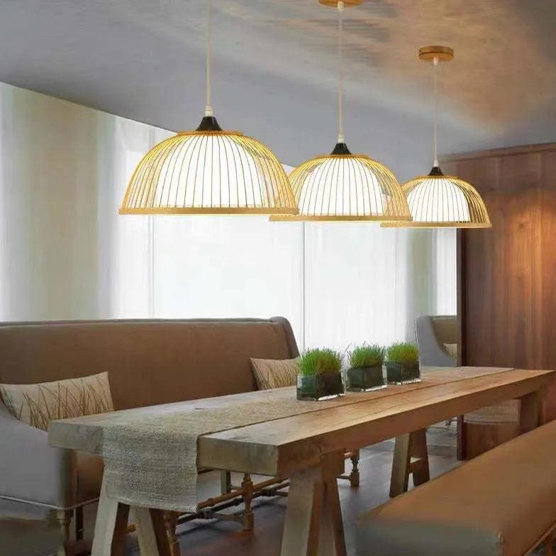 Curved Weaving Rattan Vintage Pendant Light - Clowas