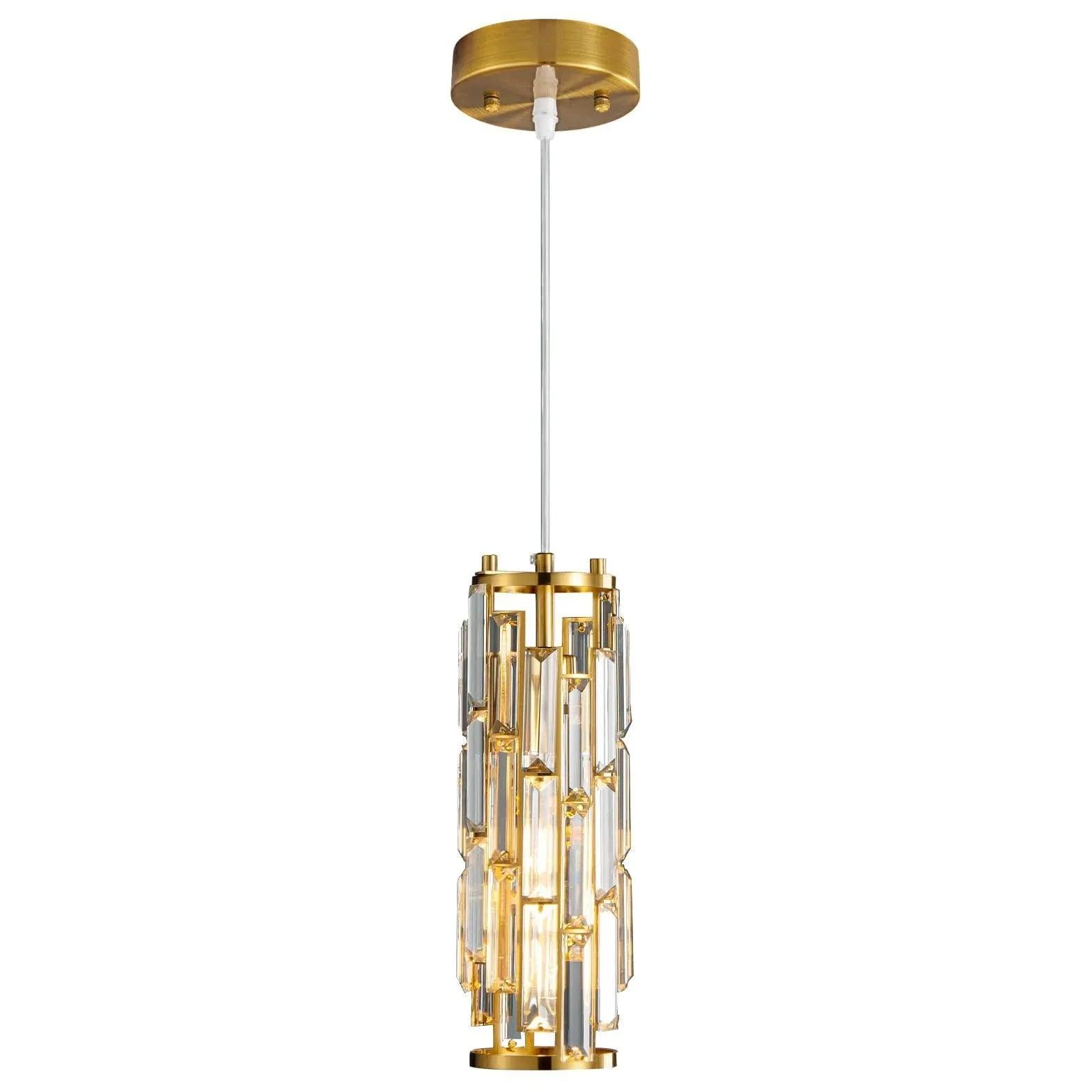 Cylinder Gold Crystal Modern Pendant Light - Clowas