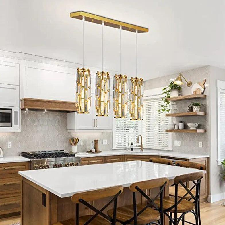 Cylinder Gold Crystal Modern Pendant Light - Clowas