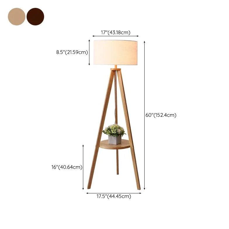 Cylindrical Beige Tripod Floor Lamp - Clowas