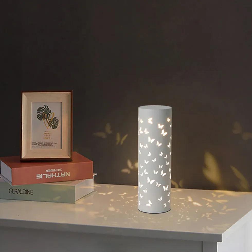 Cylindrical Butterfly Hollow Metal Black Floor Lamp - Clowas