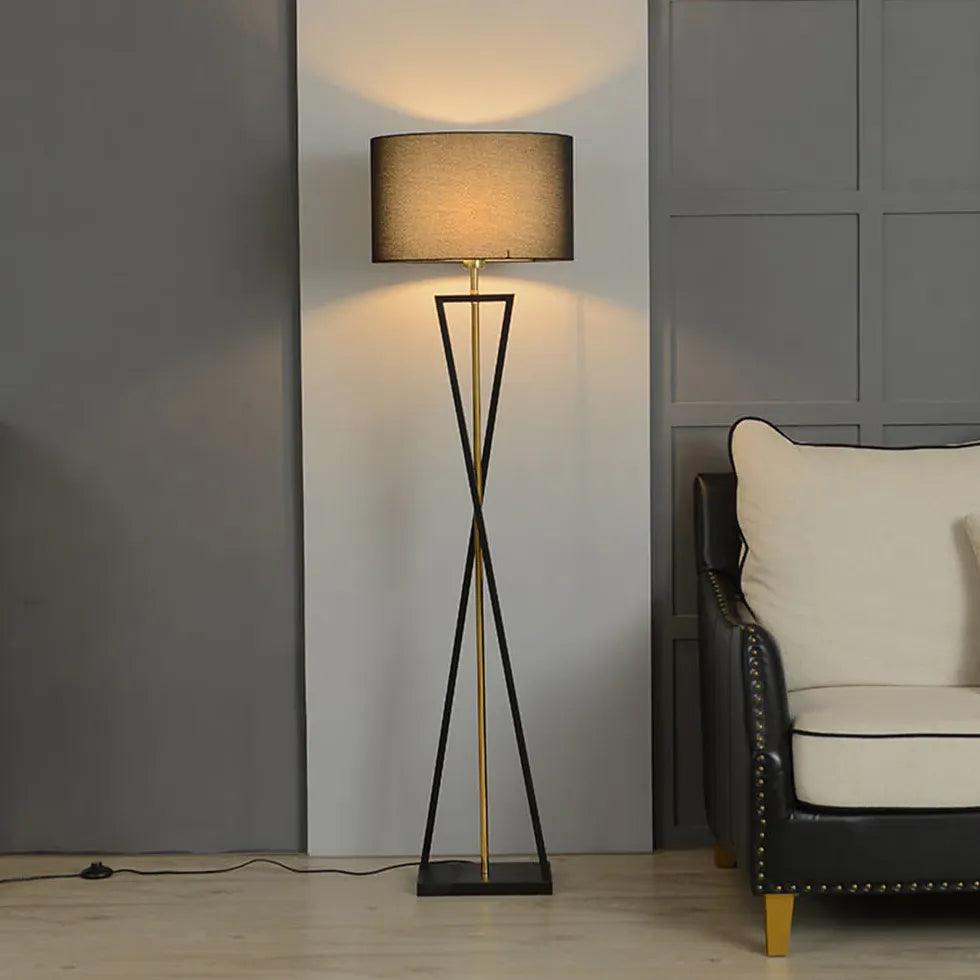 Cylindrical Crossed Tripod Floor Lamp - Clowas