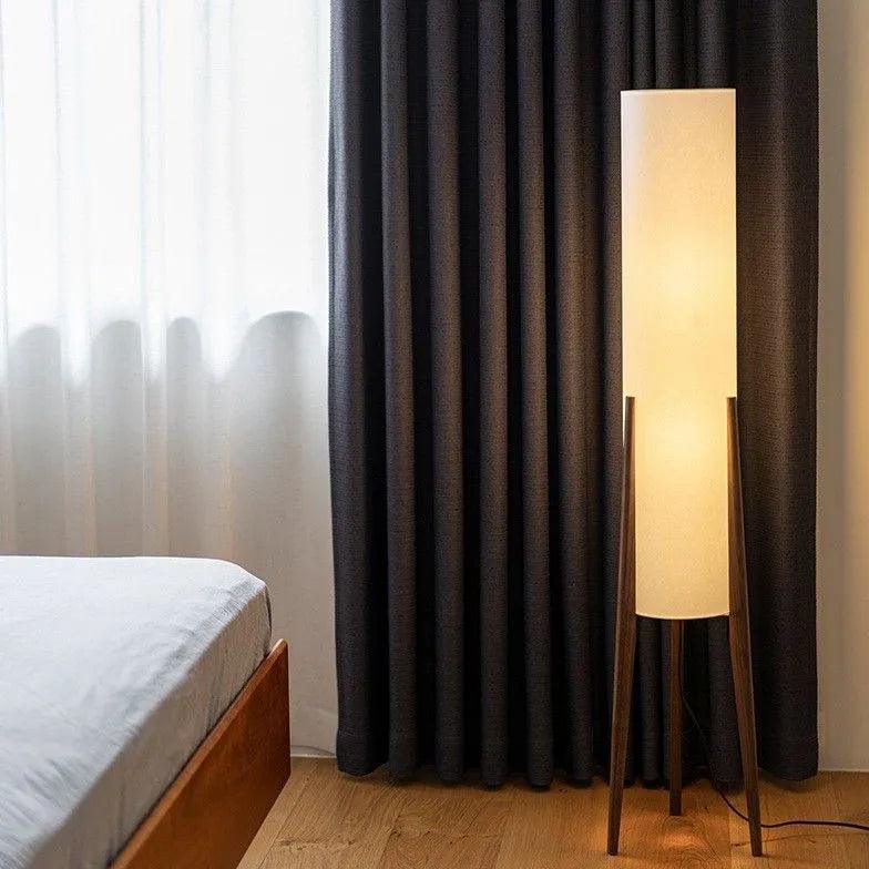 Cylindrical Floor Lamp with Wooden Stand - Clowas