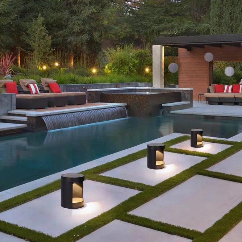 Cylindrical Hollow Black Bollard Lights - Clowas