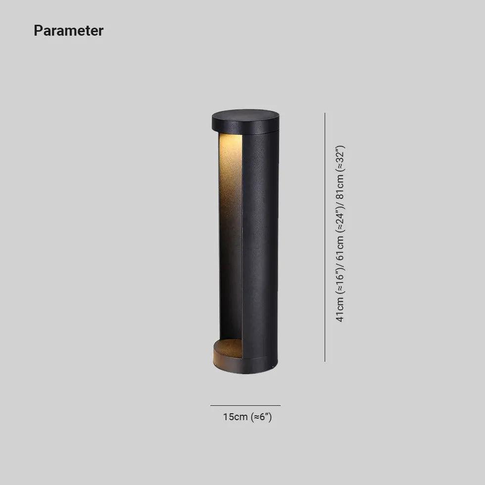 Cylindrical Reflection Black Bollard Lights - Clowas