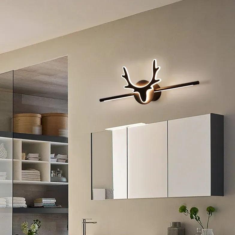 Nordic Black Antler Bathroom Mirror Light