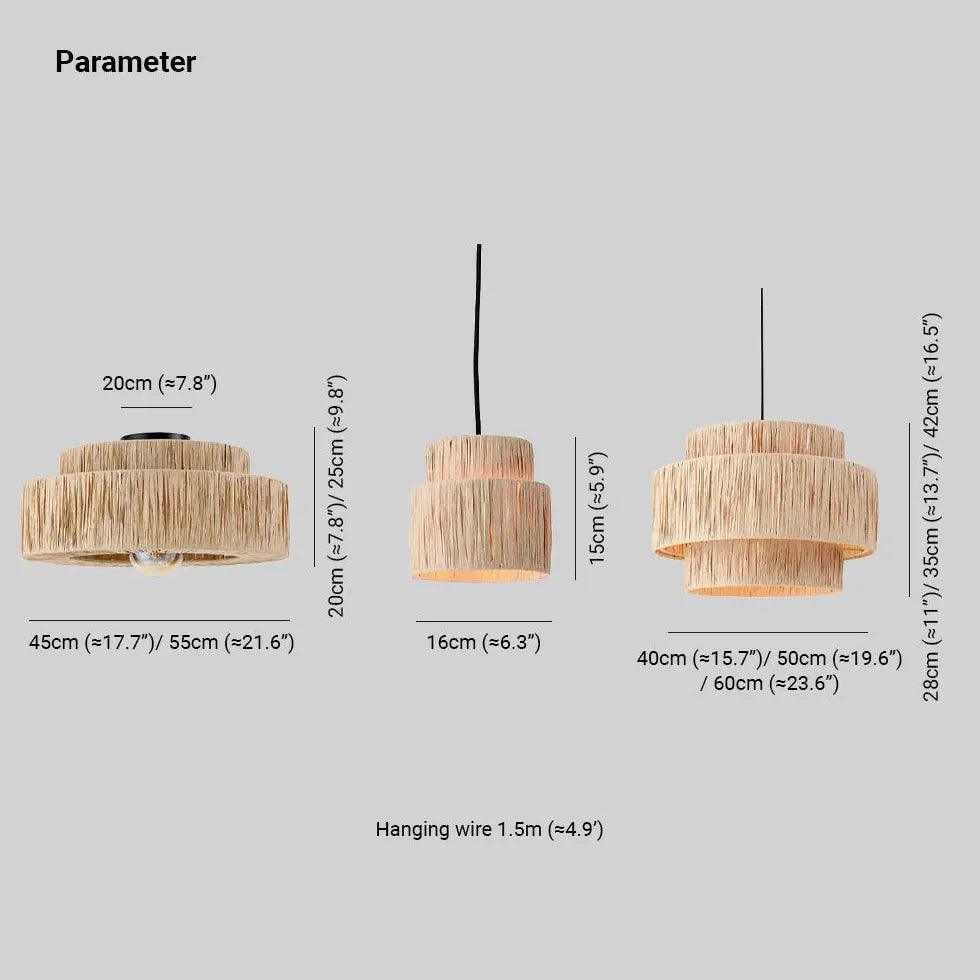 Double Layer Slim Bedroom Rattan Pendant Light - Clowas