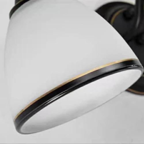 Dual-Arm Black and White Minimalist Round Wall Lamp - Clowas