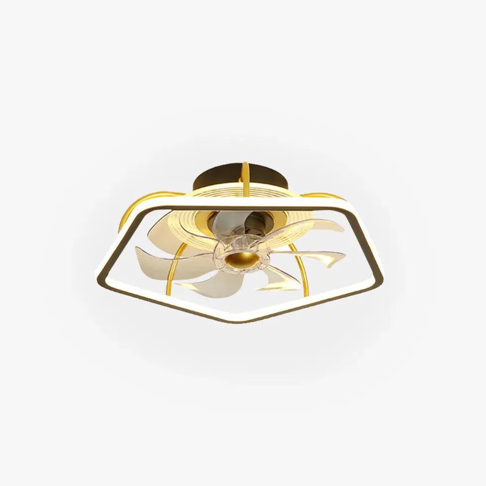 Pentagon Gold LED Bedroom Fan Light - Clowas