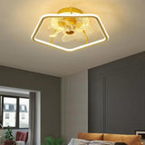 Pentagon Gold LED Bedroom Fan Light - Clowas