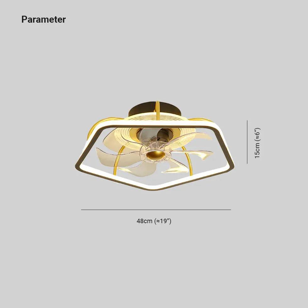Pentagon Gold LED Bedroom Fan Light - Clowas