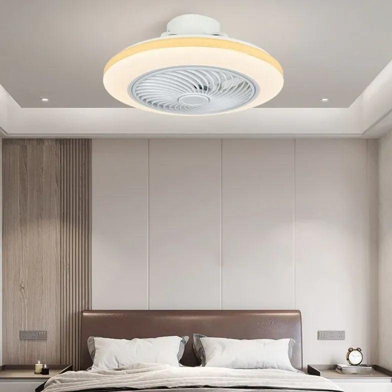 Remote-Controlled Round Modern Bedroom Fan Light - Clowas