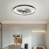 Round Modern Black Bedroom Fan Light - Clowas