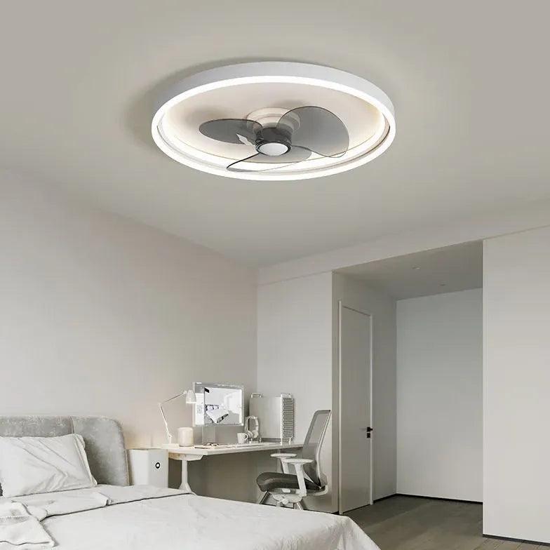 Round Modern Black Bedroom Fan Light - Clowas