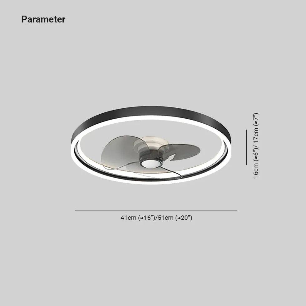 Round Modern Black Bedroom Fan Light - Clowas