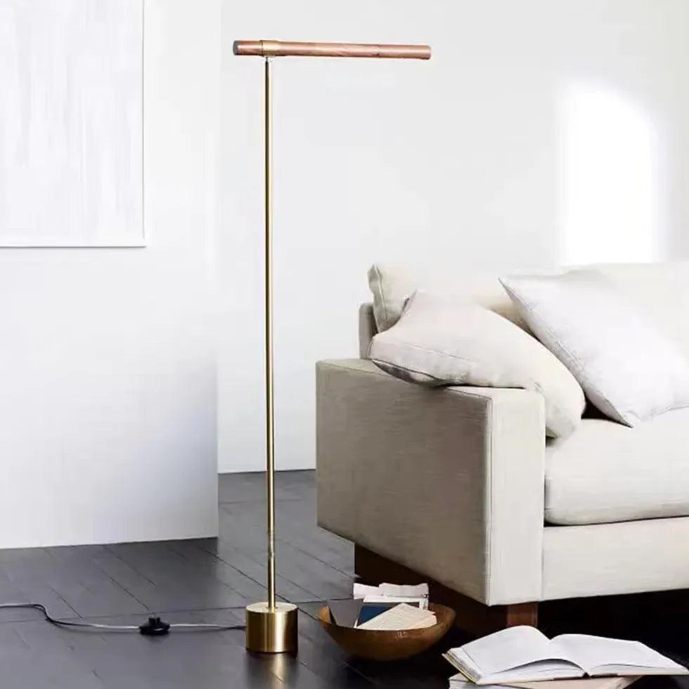 Metal Wood Linear Design Plug-in Floor Lamp - Clowas