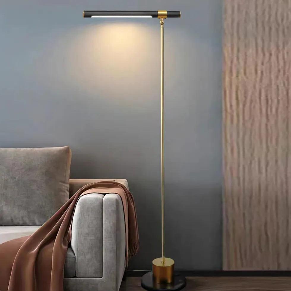 Metal Wood Linear Design Plug-in Floor Lamp - Clowas